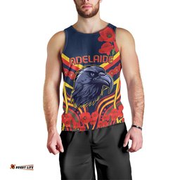 Custom Crows Football ANZAC Men Tank Top Poppy Soldier With Aboriginal Dots Art