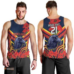 Custom Crows Football ANZAC Men Tank Top Poppy Soldier With Aboriginal Dots Art