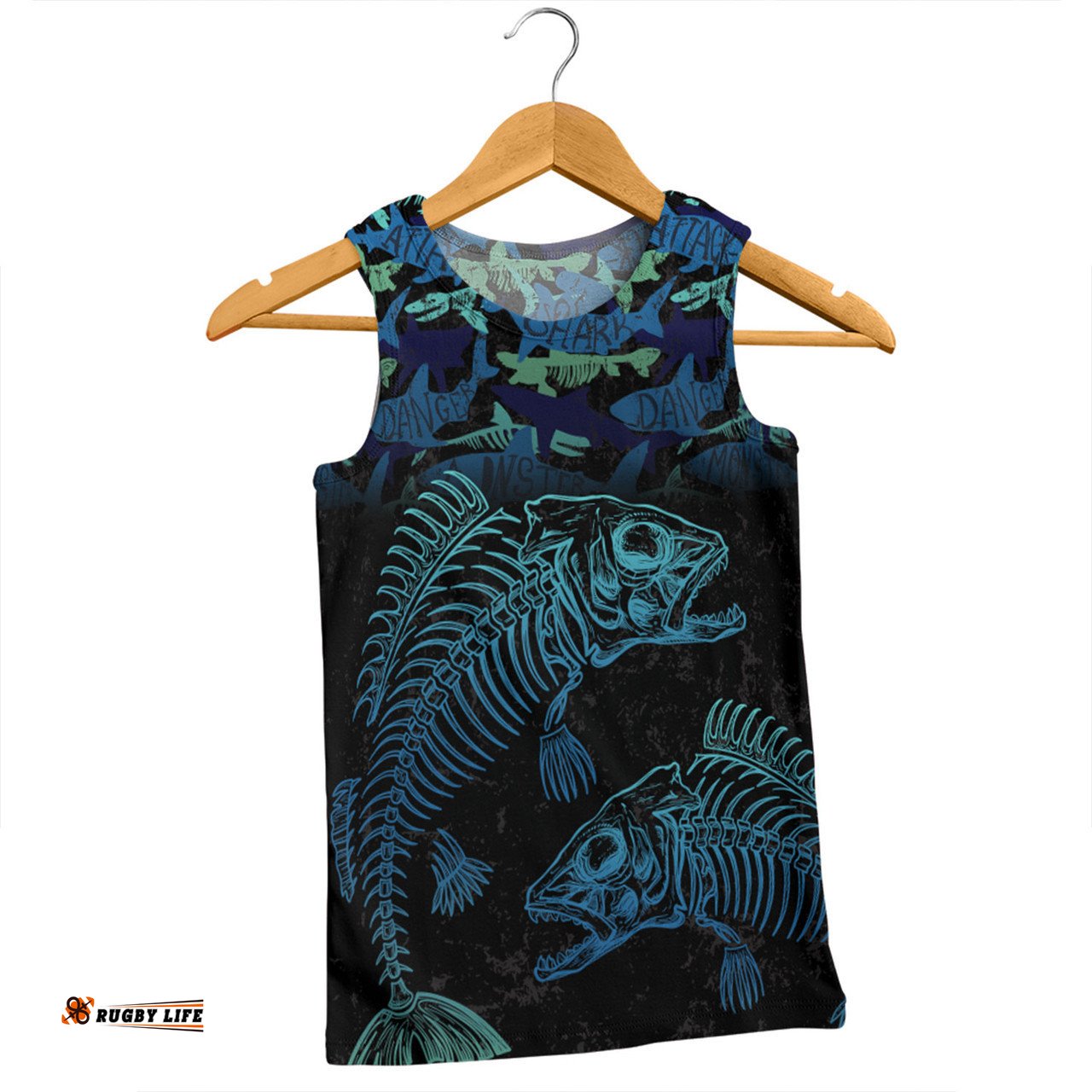 Amazing Aussie Australia Fishing Custom Fish Reaper Fish Skeleton Blue Men Tank Top