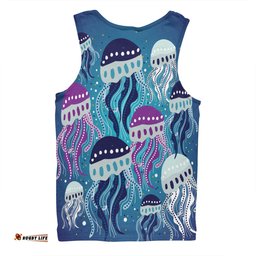 Amazing Aussie Australia Aboriginal Aboriginal Art Painting With Jellyfish Men Tank Top