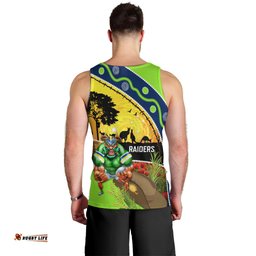 Raiders Rugby ANZAC Day Men Tank Top Green Machine Mascot Rosemary Starry Night