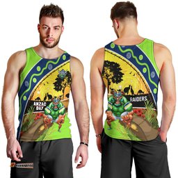 Raiders Rugby ANZAC Day Men Tank Top Green Machine Mascot Rosemary Starry Night