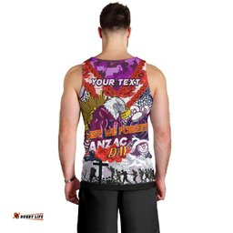 Personalised Eagles ANZAC Day Men Tank Top Aboriginal Rising Sun