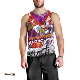 Personalised Eagles ANZAC Day Men Tank Top Aboriginal Rising Sun