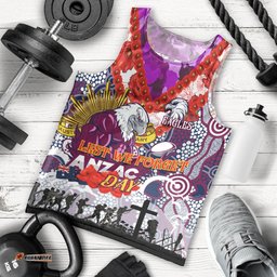 Personalised Eagles ANZAC Day Men Tank Top Aboriginal Rising Sun