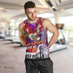 Personalised Eagles ANZAC Day Men Tank Top Aboriginal Rising Sun
