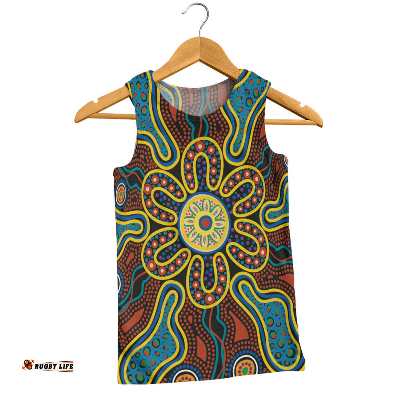 Amazing Aussie Australia Dot Painting Inspired Aboriginal Aboriginal Dot Art Color Inspired Men Tank Top