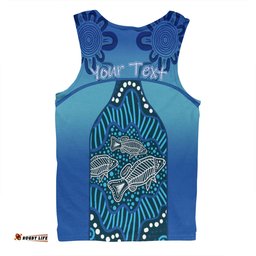 Amazing Aussie Australia Aboriginal Custom Blue Aboriginal Dot With Fish Men Tank Top