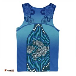 Amazing Aussie Australia Aboriginal Custom Blue Aboriginal Dot With Fish Men Tank Top