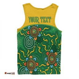 Amazing Aussie Australia Aboriginal Custom Green Painting With Aboriginal Inspired Dot Men Tank Top