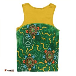 Amazing Aussie Australia Aboriginal Custom Green Painting With Aboriginal Inspired Dot Men Tank Top