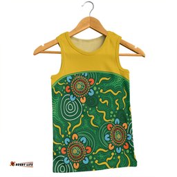 Amazing Aussie Australia Aboriginal Custom Green Painting With Aboriginal Inspired Dot Men Tank Top