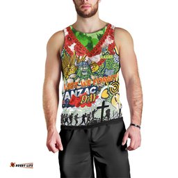 Personalised Raiders ANZAC Day Men Tank Top Aboriginal Rising Sun