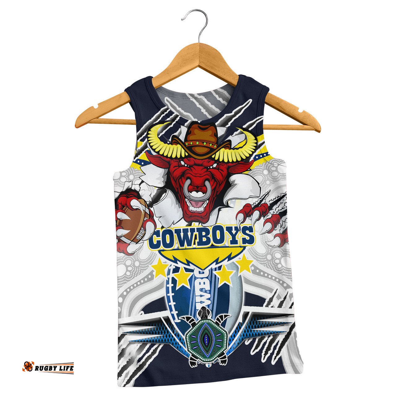 Amazing Aussie North Queensland Cowboys Indigenous Super Cows With Sea Turtle Scratch Style Men Tank Top