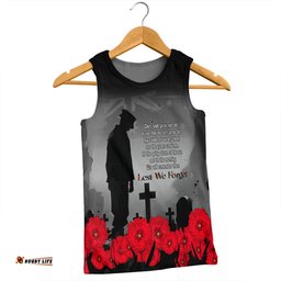 Amazing Aussie Australia Anzac Day Custom Remembrance Day Soldier In A Red Poppies Field Men Tank Top
