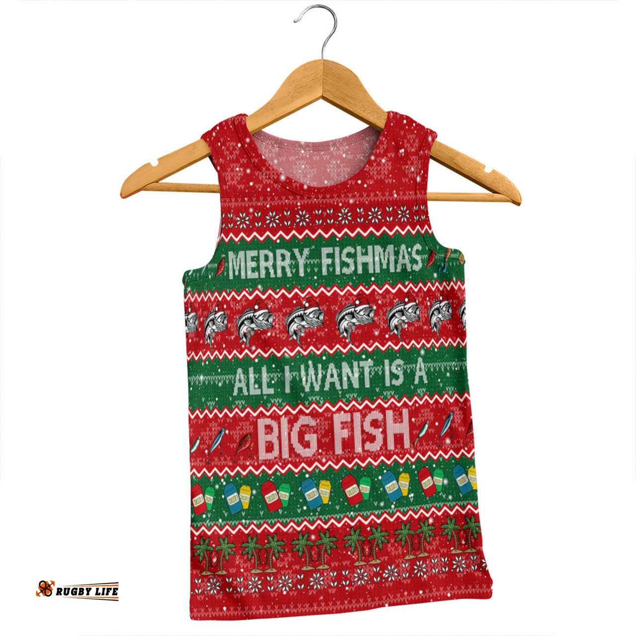 Amazing Aussie Australia Christmas Custom Merry Fishmas All I Want is a Big Fish Men Tank Top
