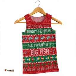 Amazing Aussie Australia Christmas Custom Merry Fishmas All I Want is a Big Fish Men Tank Top