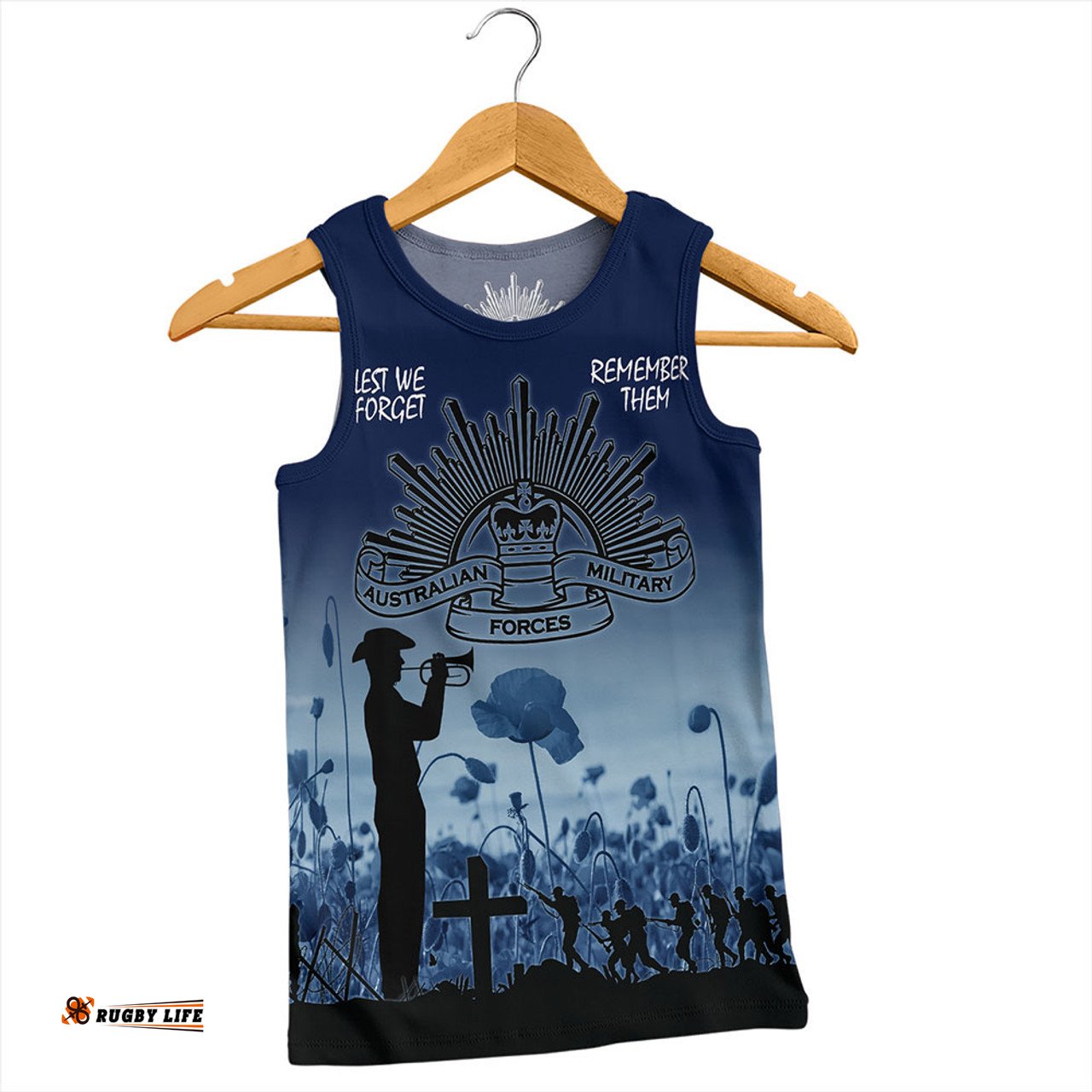 Amazing Aussie Australia Anzac Day Lest We Forget Blue Men Tank Top
