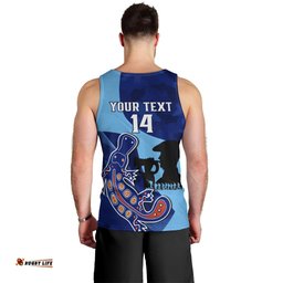 Custom NSW Blues ANZAC Day Men Tank Top Australian Platypus Mix Camouflage