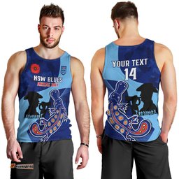 Custom NSW Blues ANZAC Day Men Tank Top Australian Platypus Mix Camouflage
