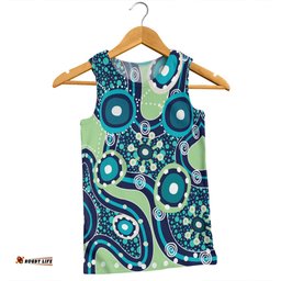 Amazing Aussie Australia Aboriginal Blue Aboriginal Dot Art Inspired Men Tank Top