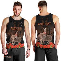 Kangaroo and Kiwi Bird ANZAC Day Custom Men Tank Top Soldier Style