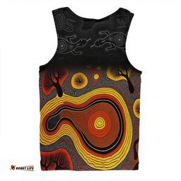 Amazing Aussie Australia Aboriginal Custom Dreaming Trees And Goanna In Dot Pattern Men Tank Top