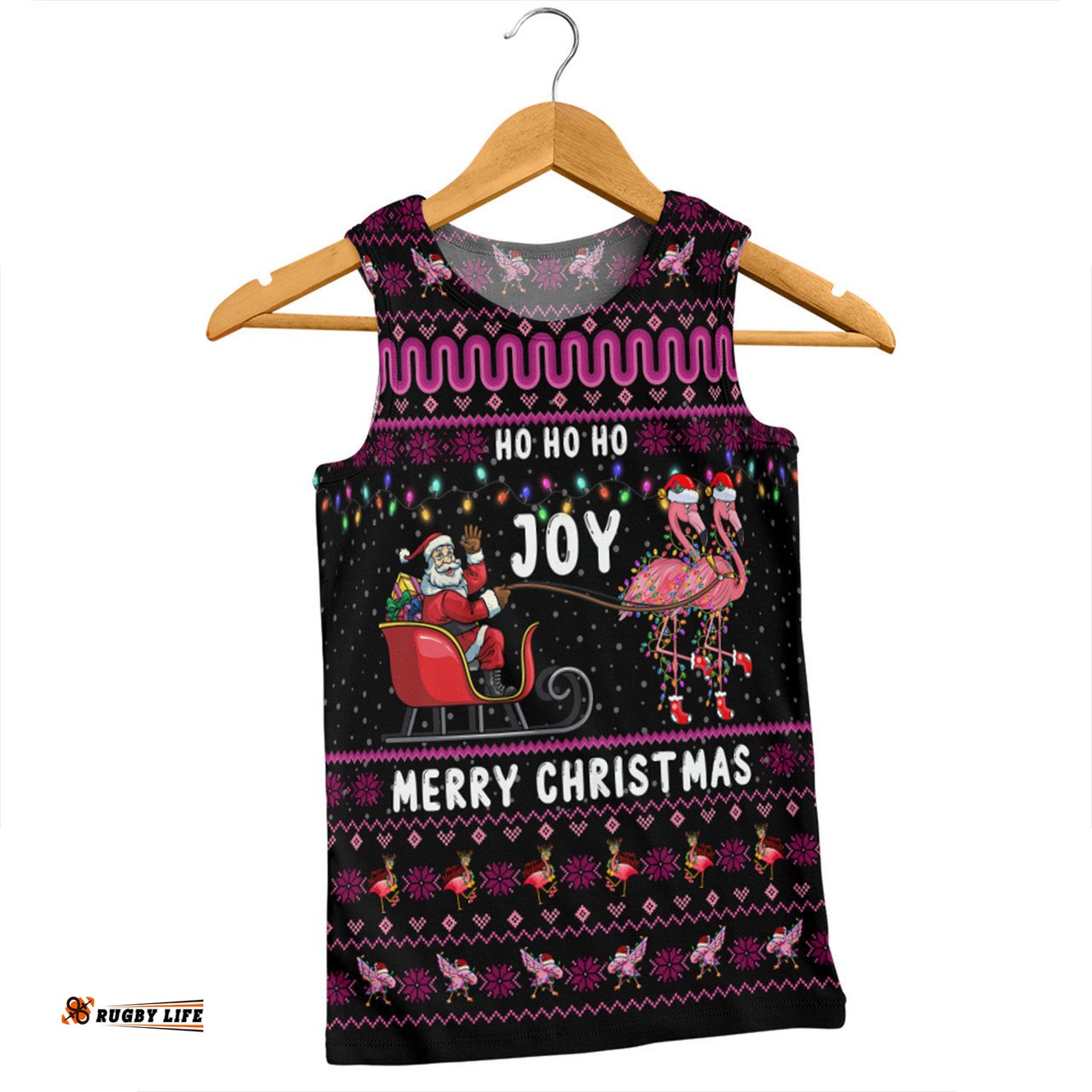 Amazing Aussie Australia Christmas Custom Aussie Christmas Pink Flamingo Santa Sleigh Men Tank Top