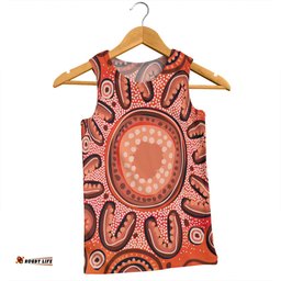 Amazing Aussie Australia Dot Painting Inspired Aboriginal Big Flower Painting With Aboriginal Dot Men Tank Top