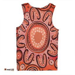 Amazing Aussie Australia Dot Painting Inspired Aboriginal Big Flower Painting With Aboriginal Dot Men Tank Top