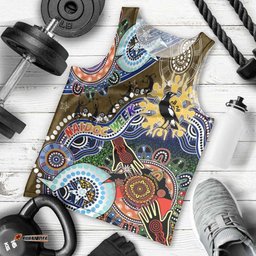 Custom NAIDOC Week 2024 Collingwood Magpies Men Tank Top Australia Aboriginal Dot Painting