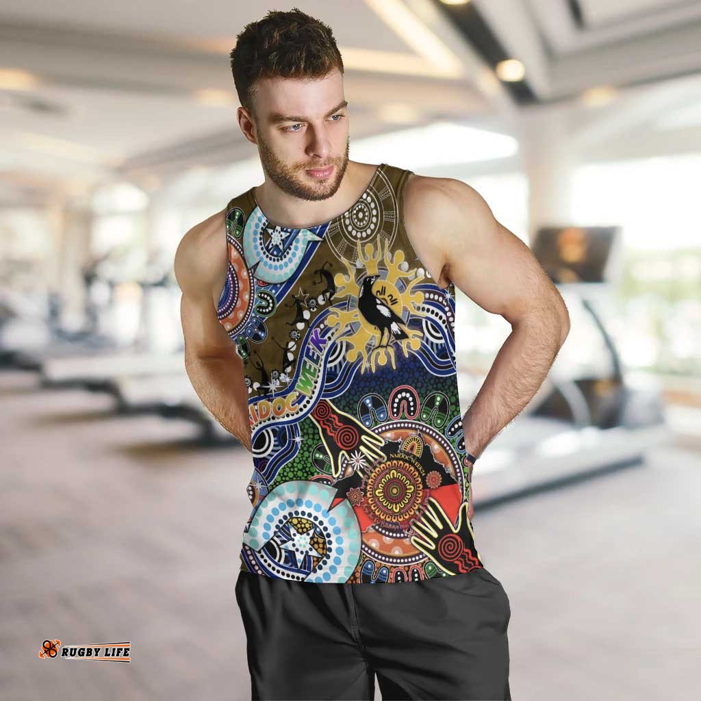 Custom NAIDOC Week 2024 Collingwood Magpies Men Tank Top Australia Aboriginal Dot Painting