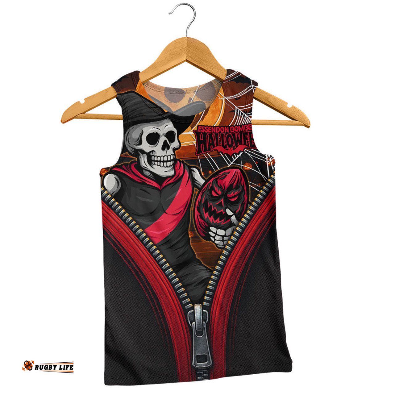 Amazing Aussie Essendon Halloween Night Reaper Zipper Men Tank Top