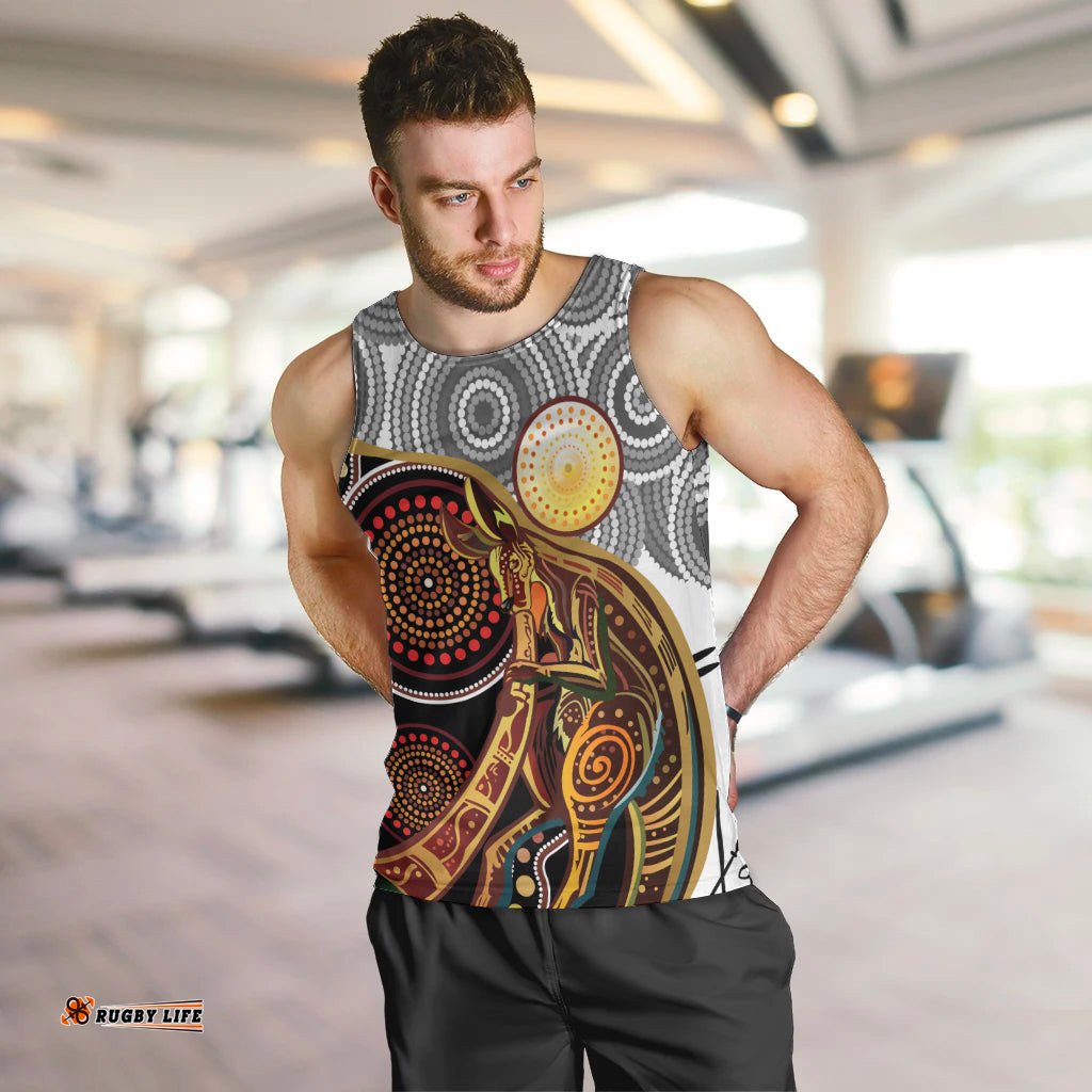 Aboriginal Kangaroo Pattern Dot Art Men Tank Top TS04