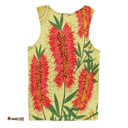 Amazing Aussie Australia Flowers Aboriginal Aboriginal Painting Red Bottle Brush Tree Men Tank Top