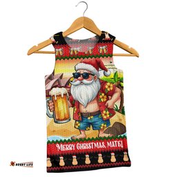 Amazing Aussie Australia Christmas Santa Beer Cheers Style Men Tank Top
