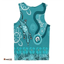 Amazing Aussie Australia Goanna Aboriginal Indigenous Dot Goanna (Teal Blue) Men Tank Top