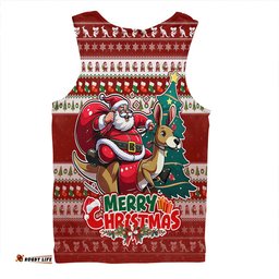 Amazing Aussie Australia Merry Christmas, Santa Claus Riding A Kangaroo Men Tank Top