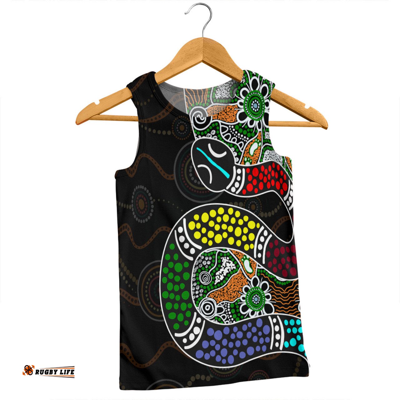 Amazing Aussie Australia Rainbow Serpent Aboriginal Dreamtime Rainbow Serpent Contemporary Style Men Tank Top