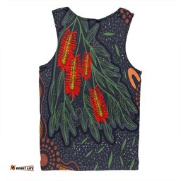 Amazing Aussie Australia Flowers Aboriginal Bottle Brush Medicinal Plant Art Men Tank Top