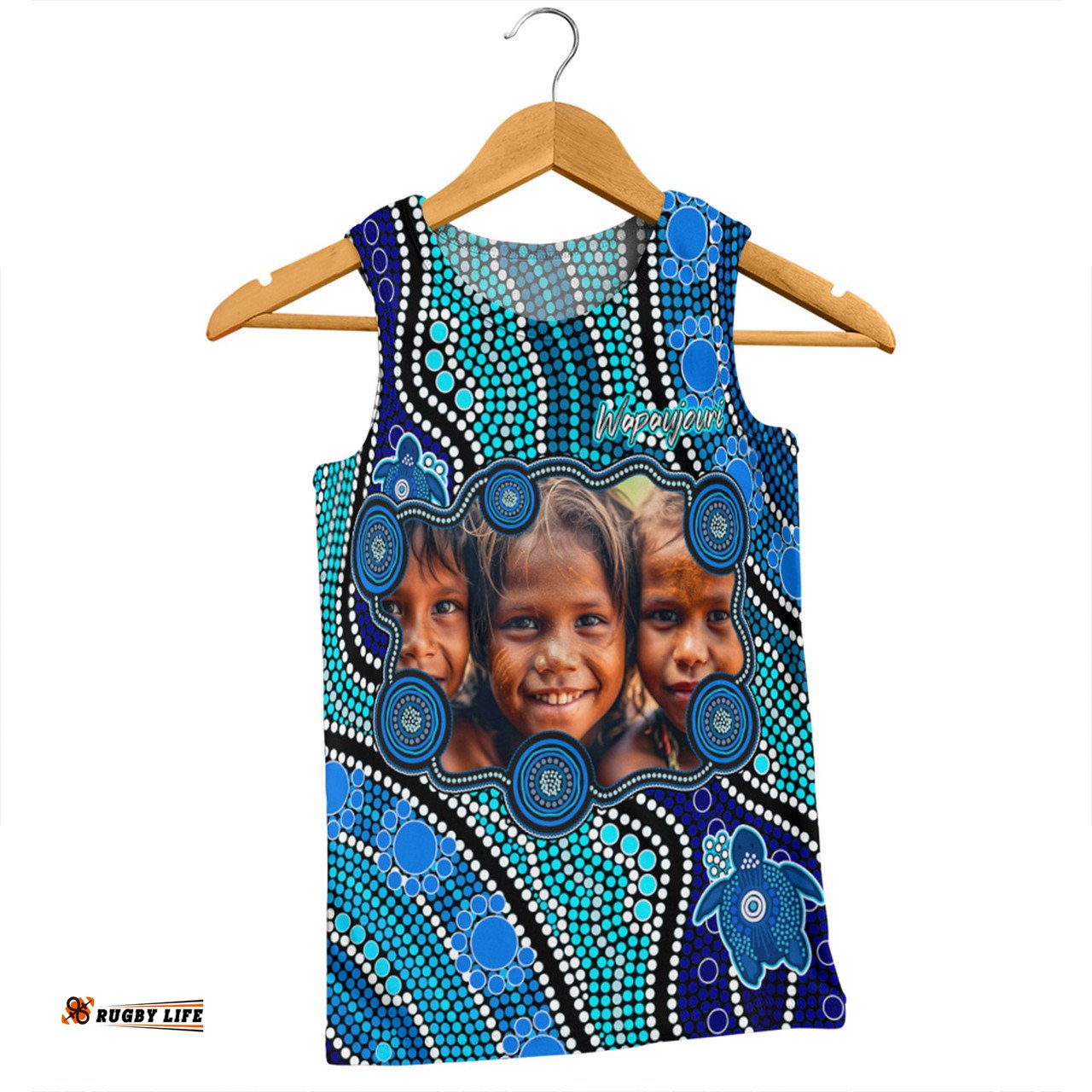 Amazing Aussie Australia Personalised Aboriginal Custom River And Turtles Dot Art Painting Blue Men Tank Top