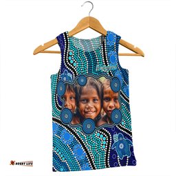 Amazing Aussie Australia Personalised Aboriginal Custom River And Turtles Dot Art Painting Blue Men Tank Top