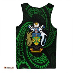Amazing Aussie Australia South Sea Islanders Solomon Islands Green Tribal Wave Pattern Men Tank Top