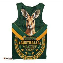 Amazing Aussie Australia Kangaroo Pride Australia Day Green Men Tank Top