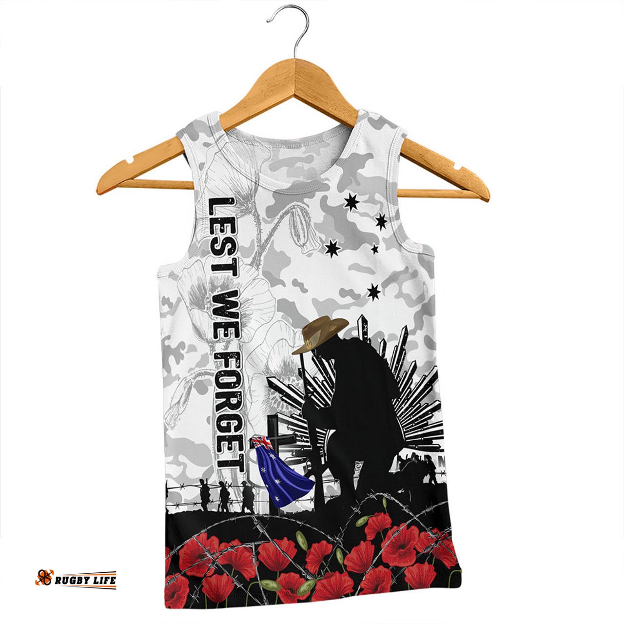 Amazing Aussie Australia Fallen But Not Forgotten Remembrance Day Tribute Men Tank Top