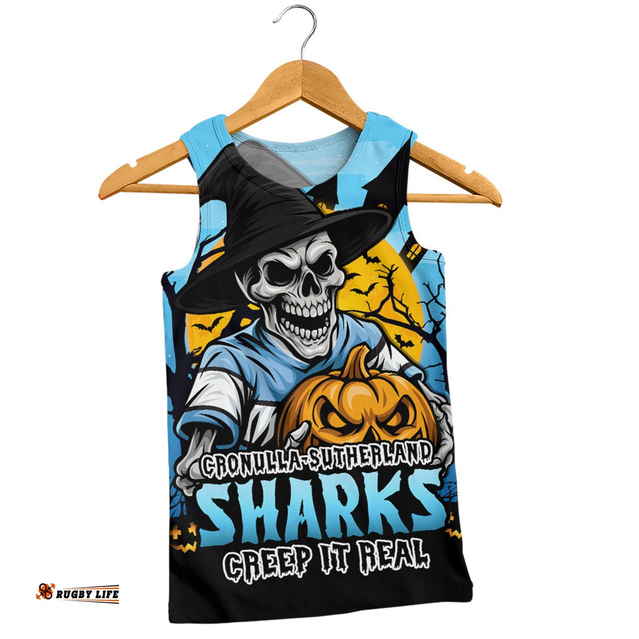 Amazing Aussie Cronulla Sutherland Sharks Dark Moon Rugby Halloween Battle Edition Men Tank Top