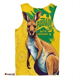 Amazing Aussie Australia Australia Day Kangaroo Art With Aboriginal Pattern Inspired Men Tank Top