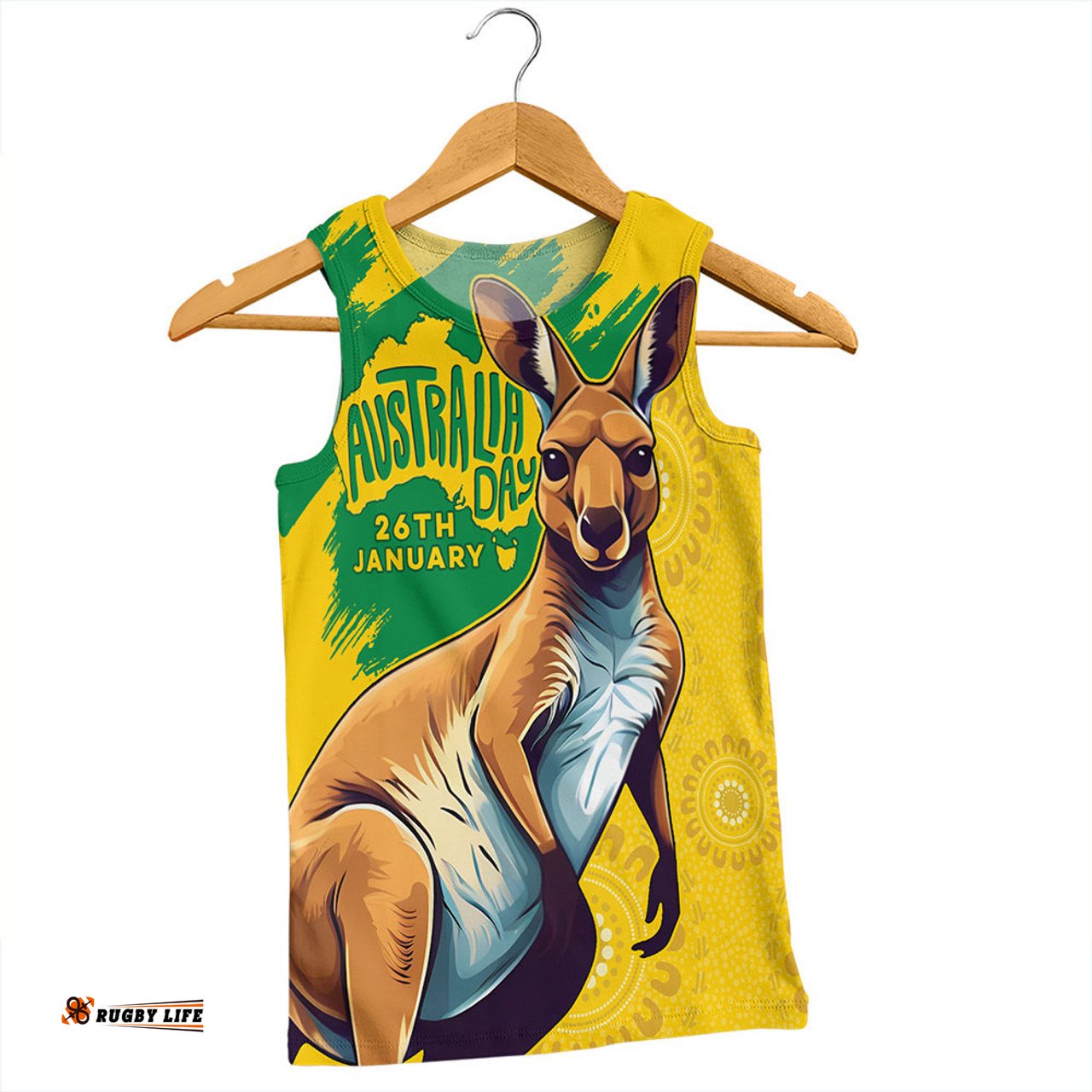 Amazing Aussie Australia Australia Day Kangaroo Art With Aboriginal Pattern Inspired Men Tank Top
