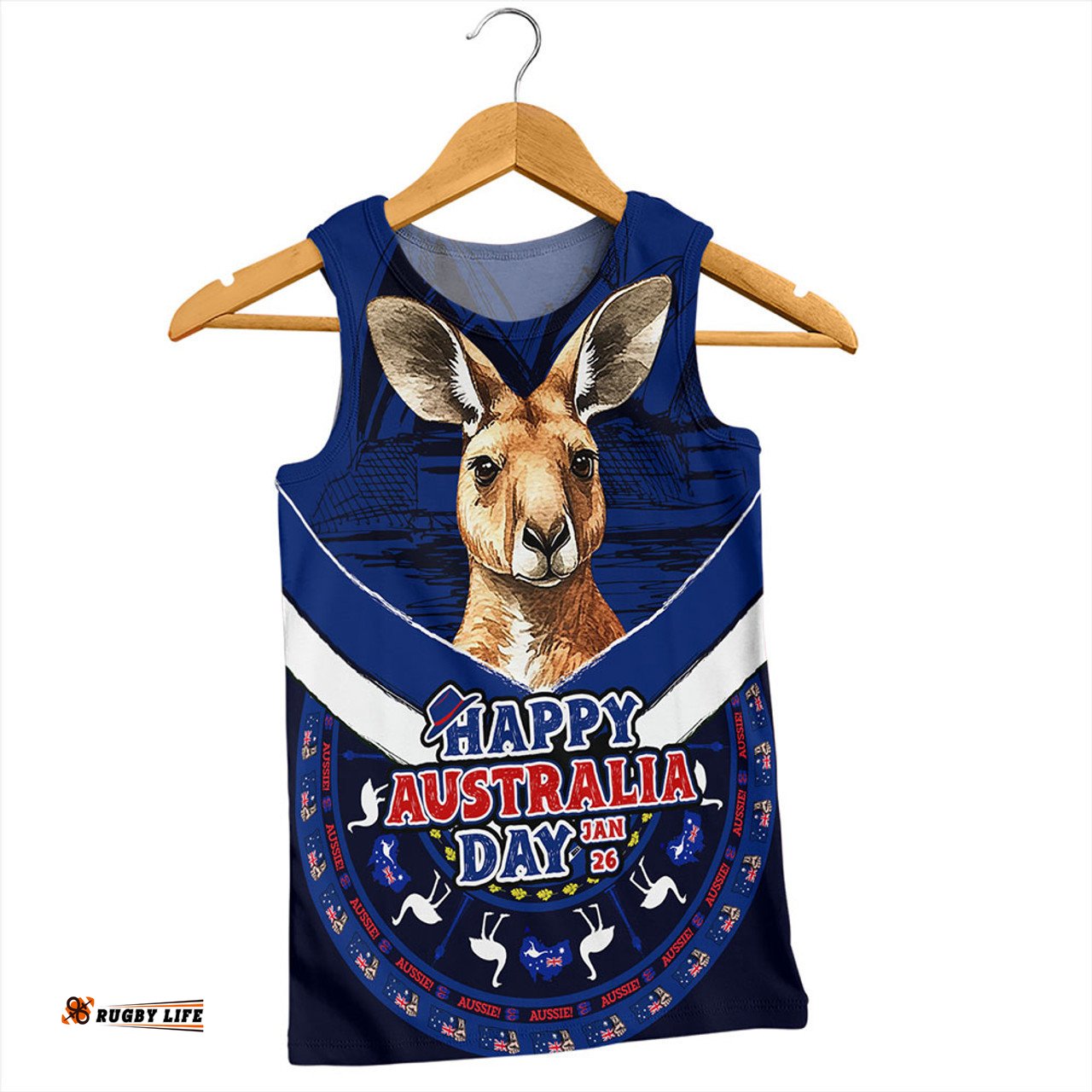 Amazing Aussie Australia Kangaroo Pride Australia Day Blue Men Tank Top