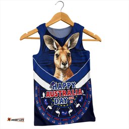 Amazing Aussie Australia Kangaroo Pride Australia Day Blue Men Tank Top